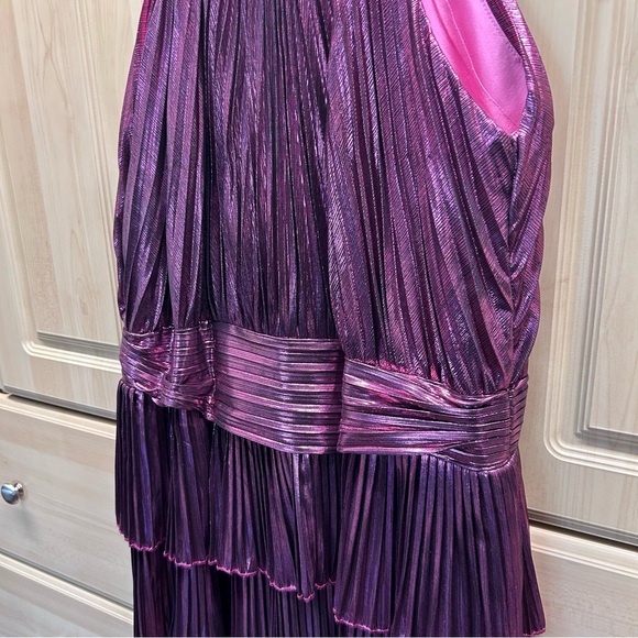 Mac Duggal Dress 30763 Metallic Rose Tiered Slit 14 - Picture 5 of 7